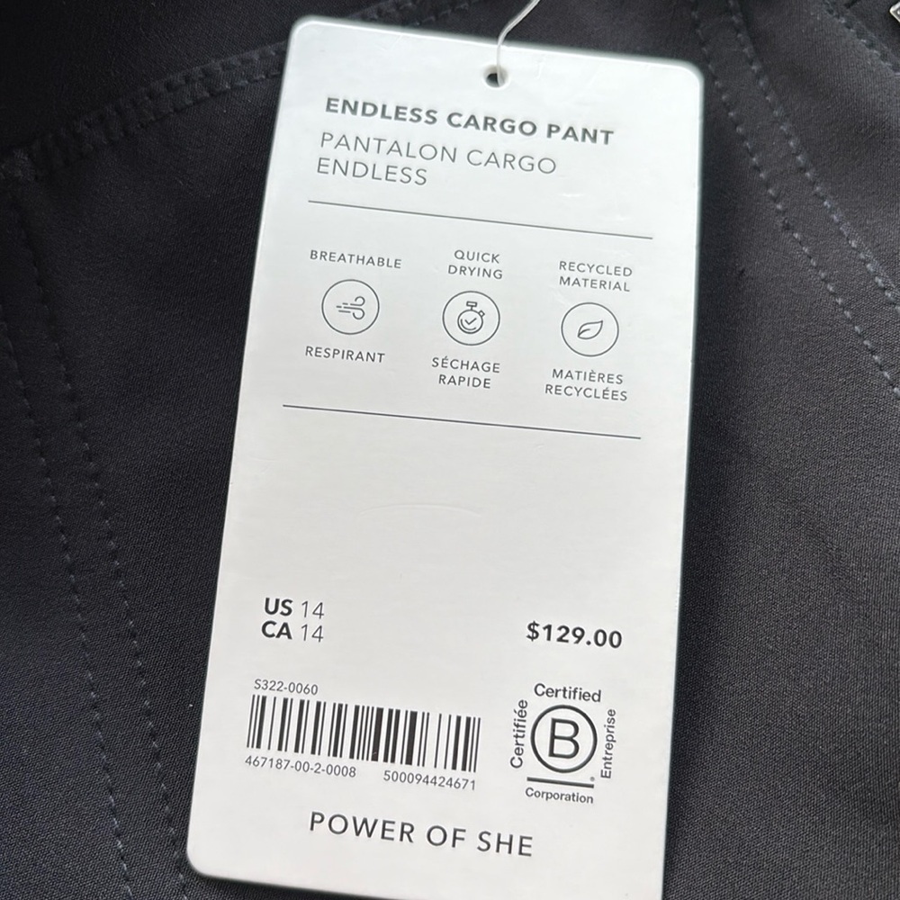 NWT Athleta Women’s Endless Cargo Black Pants size 14. - Picture 10 of 12